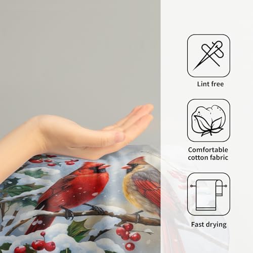 Winter Red Bird Hand Towels Pack of 2 Sweet Couple Cardinal Fingertip Towels - Image 4