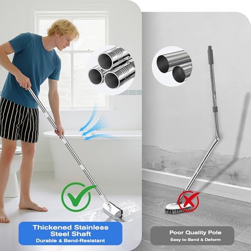 Shower Brush for Cleaning, 2-in-1 Swivel Floor Scrub Brush - Image 6
