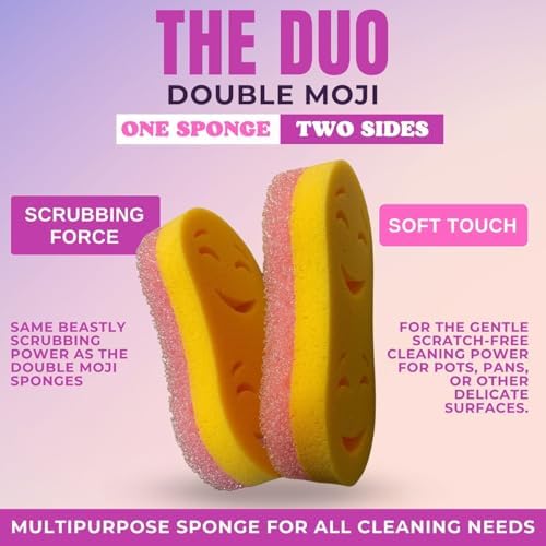 Smilyeez Double-Size Scrub Moji Duo Sponge 2-Pack – Dual Smiling Faces - Image 3