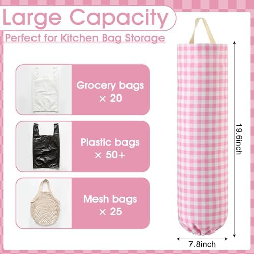 Gingham Plastic Bag Holder for Grocery Bag - Image 2