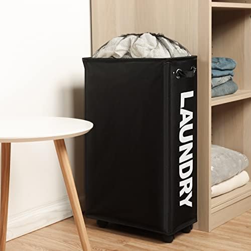 DOKEHOM 29" Enlarged Slim Rolling Laundry Basket Hamper on Wheels - Image 7