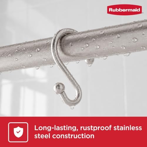 Rubbermaid Shower Hooks, Rustproof Stainless Steel S-Shaped Shower Rings - Image 3