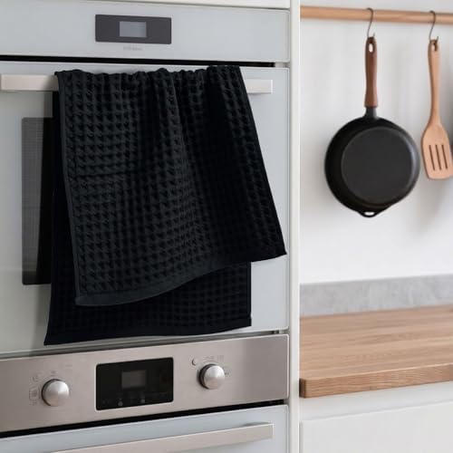 Jacquotha Black Waffle Cotton Hand Towel Set of 5 - Image 2