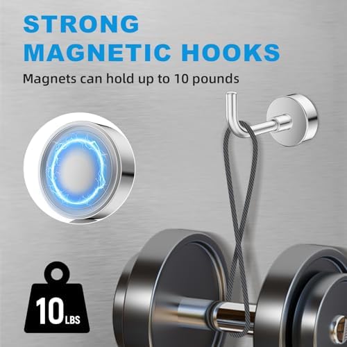6Pack Heavy Duty Magnetic Hooks, Strong Neodymium Magnetic Hangers - Image 4