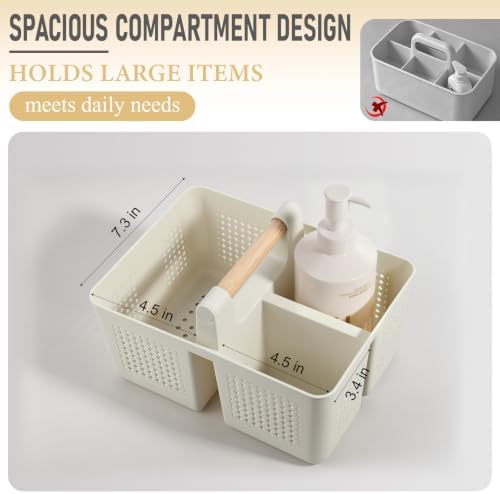 JiatuA Portable Shower Caddy Basket Plastic Caddy Organizer Small Beige - Image 2