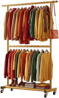 Sywhitta Double Rod Metal Clothing Rack on Wheels by haseverythingyouneed