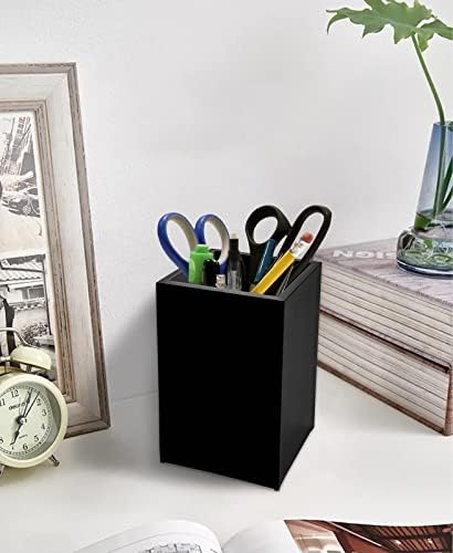 2 Pack Black Acrylic Pencil Pen Holder Cup, Desk Accessories Holder, Makeup - Image 2