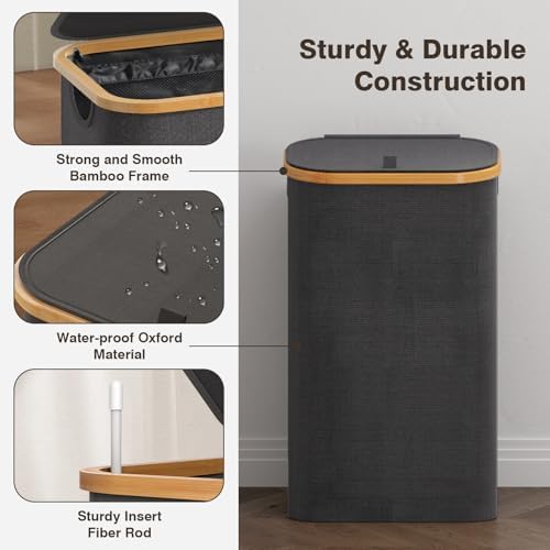 Bathola Laundry Hamper with Lid, Laundry Basket with Removable Bag - Image 6