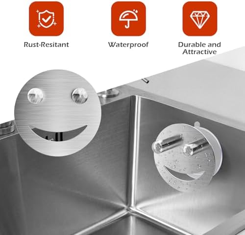 Stainless Steel Smiley Face Sponge Daddy Holder, Sink Caddy Organizer - Image 5