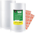 WANGUAGUA Perforated Bubble Packing Nylon Wrap 2 Pack 17 Inch x 72 ft Total by WANGUAGUA