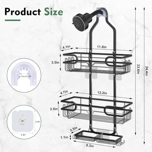 Shower Caddy Hanging, Over Head Shower Caddy Shower Storage Rack Basket - Image 6