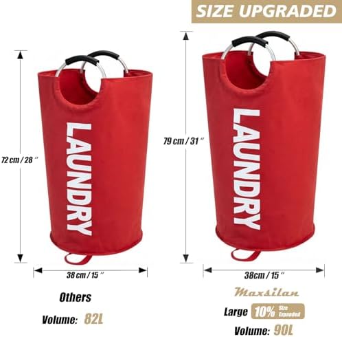 Maxsilan 90L Large Laundry Basket Bag, Collapsible Tall Hamper - Image 4