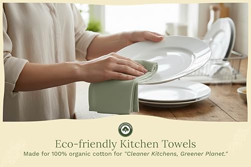 Organic Cotton Sage Flour Sack Kitchen Towels - Image 2
