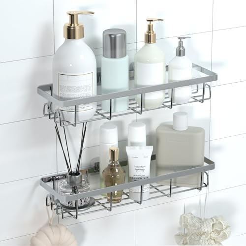 Shower Caddy Organizer with Hooks, Self Adhesive Bathroom Shelves, No Drilling - Image 6