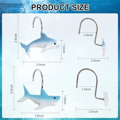12-Piece Shark Shower Curtain Hooks - Image 3