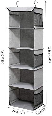 5 Shelves Hanging Closet Organizer, 2 Pack Hanging Storage - Image 3