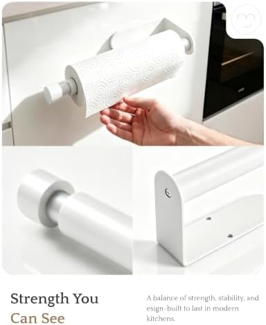 Paper Towel Holder Under Cabinet Adhesive or Drilling White - Image 6