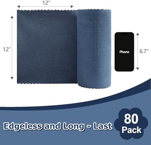 Jessy Home 80 Pack Microfiber Cleaning Cloth Roll Reusable Paper Towels 12"x12" - Image 2