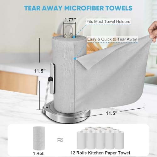 AIDEA Microfiber Cleaning Cloth Roll-400PK, Reusable Paper Towels 11.5×11.5" - Image 2