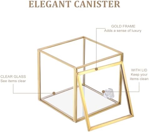 Hipiwe Glass Q-tip Holder Gold Cotton Swab Organizer Bathroom Dispenser - Image 6
