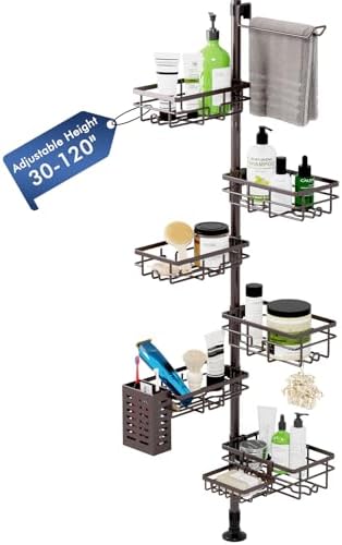 Corner Shower Caddy Tension Pole, Bathroom Organizer and Storage by Vatex