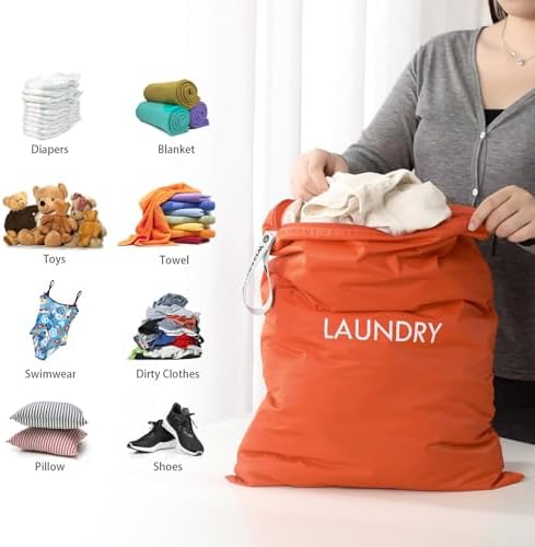 WiseBoy 2 Pack Dirty Laundry Travel Bag, Nylon Travel Dirty Clothes Bag - Image 3