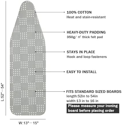 Ironing Board Cover and Pad Standard Size 15 x 54, 3 Pairs of Hook and Loop - Image 2