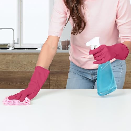 KAQ Rubber Cleaning Gloves for Dishwashing: 4 Pairs Colorful Reusable Kitchen - Image 3