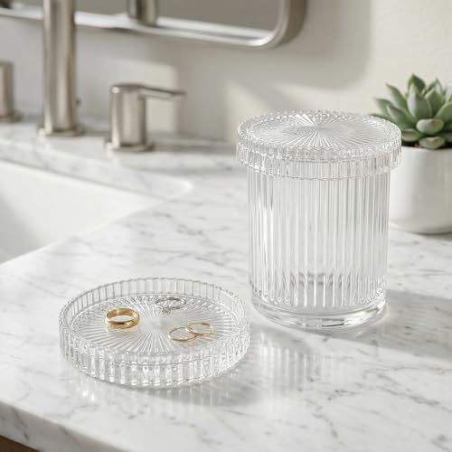 rejomiik 2 Pack Qtip Holder Glass Apothecary Jars - Image 7