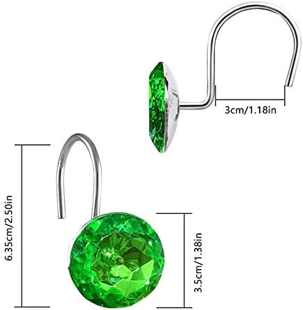 12 Pcs Bling Rhinestones Shower Curtain Hooks Bathroom Rolling Hooks - Image 3