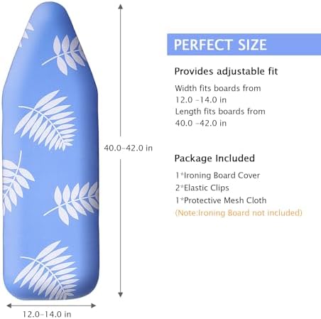 SheeChung 14x42 Inch Over-The-Door Ironing Board Cover+Clips - Image 5