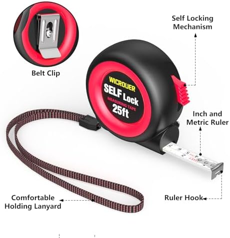 25 FT Self-Locking Steel Tape Measure, Retractable Measuring Tape - Image 5