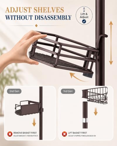SEIRIONE Corner Shower Caddy Tension Pole, Quick Setup, Rust-Free Bathroom - Image 5