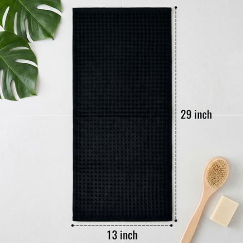 Jacquotha Black Waffle Cotton Hand Towel Set of 5 - Image 4