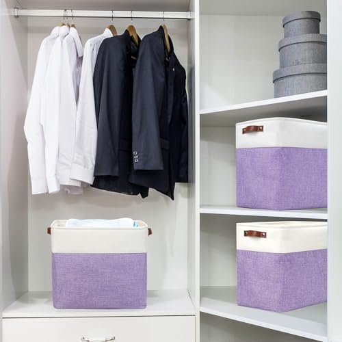 Bagnizer Large Fabric Storage Baskets | 50L Storage Bins, Decorative Linen - Image 2