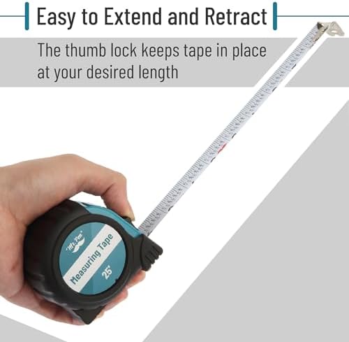 Mr. Pen- Retractable Tape Measure 25 ft, Teal & Black, Easy Read - Image 5