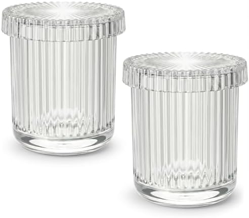 Clear Thick Glass Bathroom Qtip Holder, 2 Pack by MKOSAB