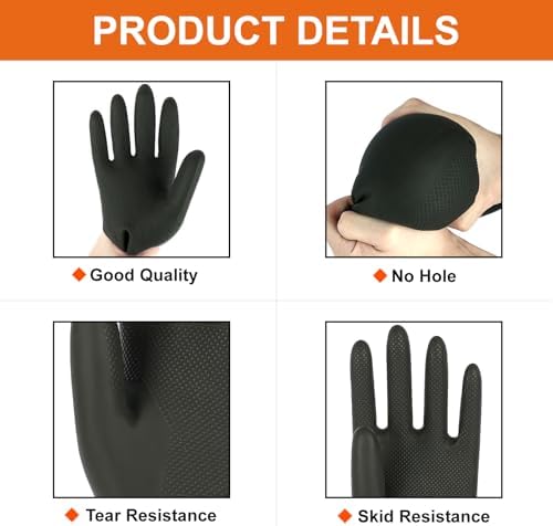 North Tower Dishwashing Rubber Gloves, Reusable Latex, 3 Pairs - Image 2