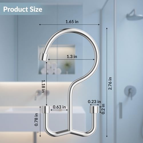 OEH Shower Curtain Hooks, Durable Silver Shower Curtain Hooks Rust Proof - Image 3