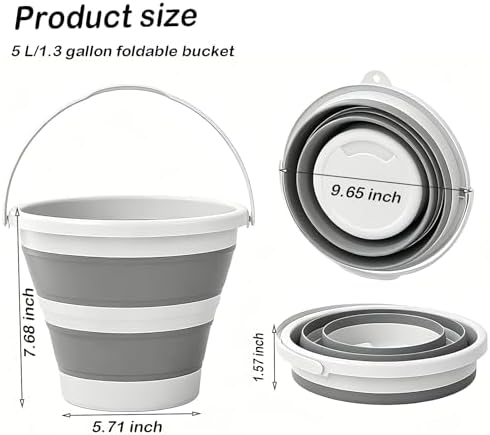 Collapsible Bucket with Handle 5L, Foldable Pop Up Water Tub, Small Cleaning - Image 2