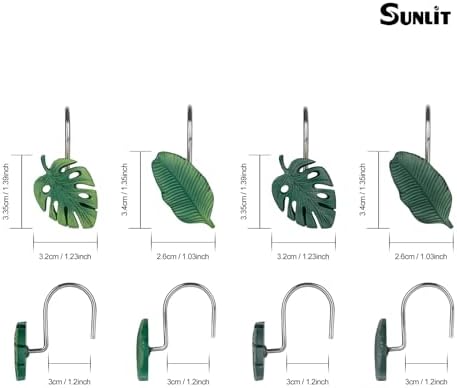 Tropical Leaf Decorative Shower Curtain Hooks Green Botanical Shower Curtain - Image 3