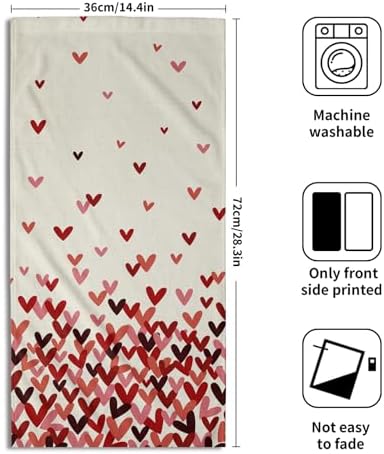Pink Red Love Heart Hand Towels Pack of 2 Happy Valentine's Day Fingertip - Image 2