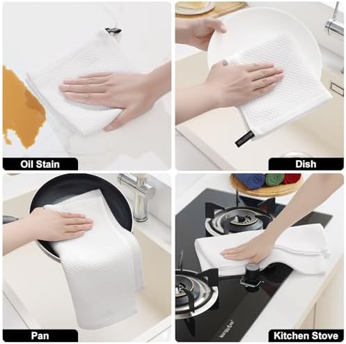 Homaxy 8 Pack 100% Cotton Kitchen Towels and Dishcloths Set - Image 5