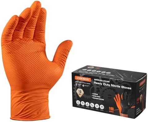 ANBOSON 10 Mil Heavy Duty Diamond Texture Nitrile Gloves, 100 Ct by WELCOMEANBOSON