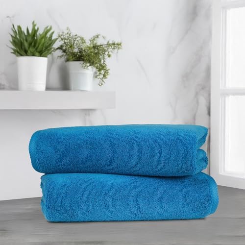 Amazon Basics 2-Piece Quick-Dry Oversize Bath Towel, 100% Cotton, Lake Blue - Image 7
