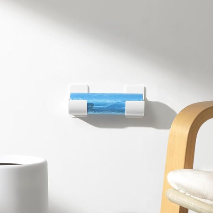 4 Pcs No Punching Trash Bag Dispenser Plastic Bag Holder, Wall Mounted Plastic - Image 6