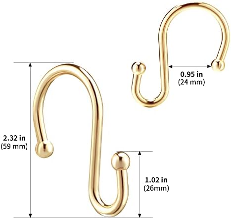 Gold Shower Curtain Rings Hooks, Premium Metal Rust Resistant S Shaped ​Hooks - Image 7