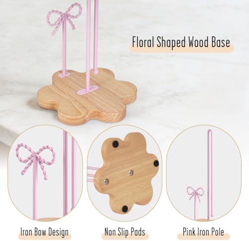 Wood Paper Towel Holder Countertop, Floral Wood Base - Image 4