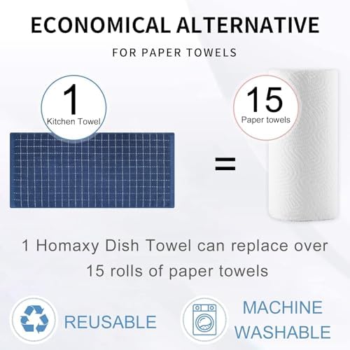 Homaxy 100% Cotton Terry Bulk Kitchen Towels, 15 Pack - Image 7