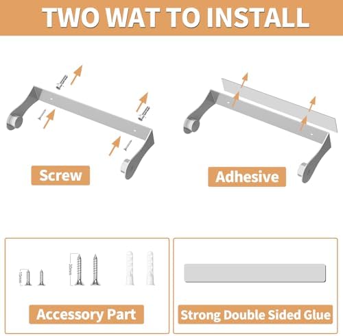 Paper Towel Holder Under Cabinet, Wall Mount, Adhesive or Drilling - Image 5
